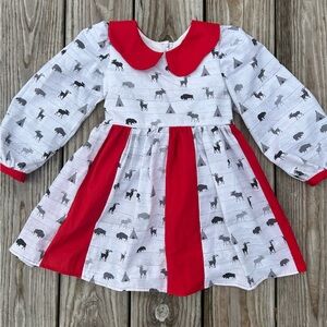 Red and White Animal Print Dress